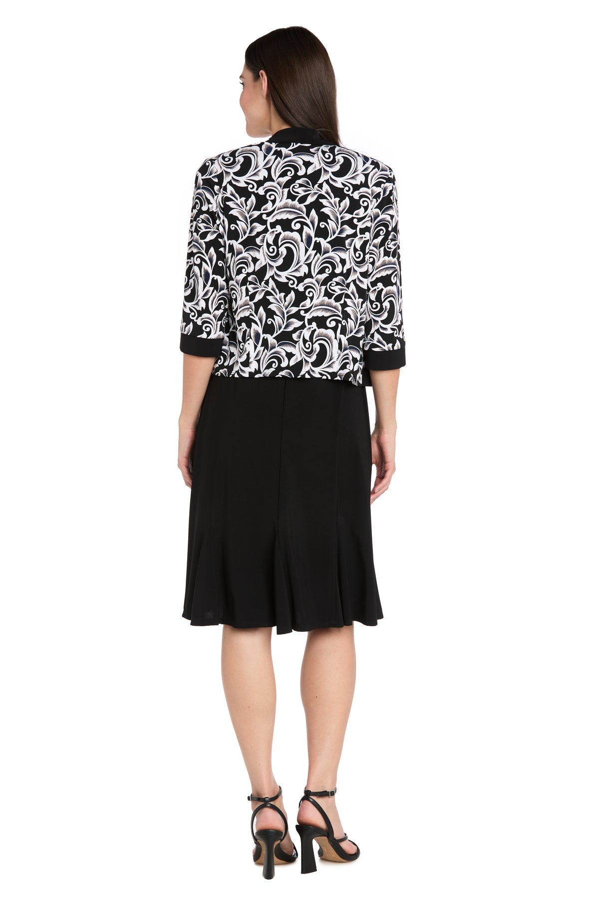 Scoop Neck Short Jersey Cocktail Dress by R&M Richards 5043P in Black/Ivory