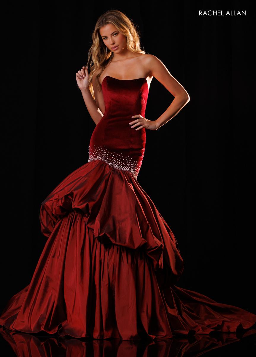 Strapless Curved Neck Floor-Length Velvet Formal Mermaid Rachel Allan 50442
