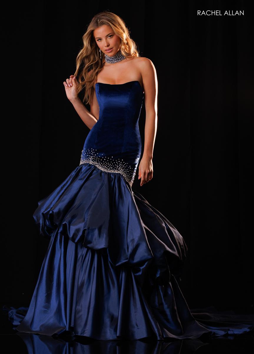 Strapless Curved Neck Floor-Length Velvet Formal Mermaid Rachel Allan 50442