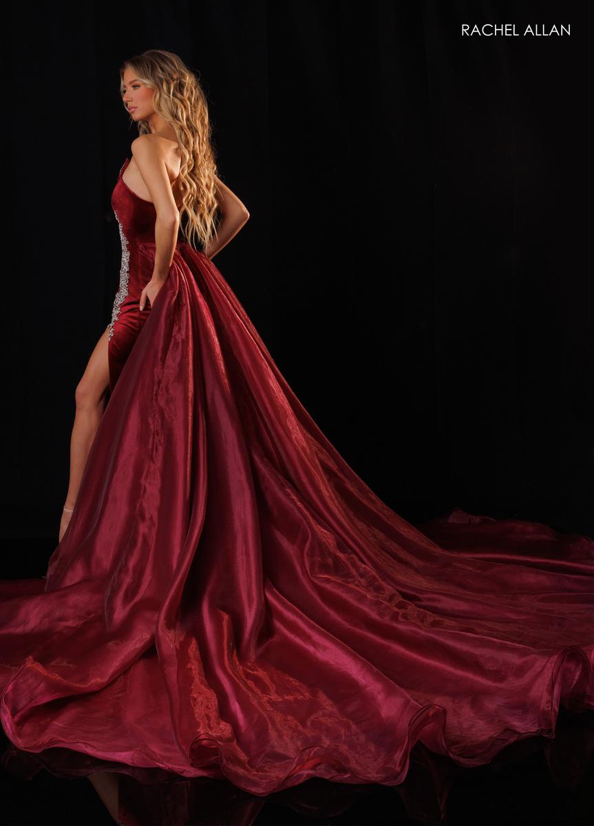 V-Neck Floor-Length Velvet Evening A-Line Rachel Allan 50446