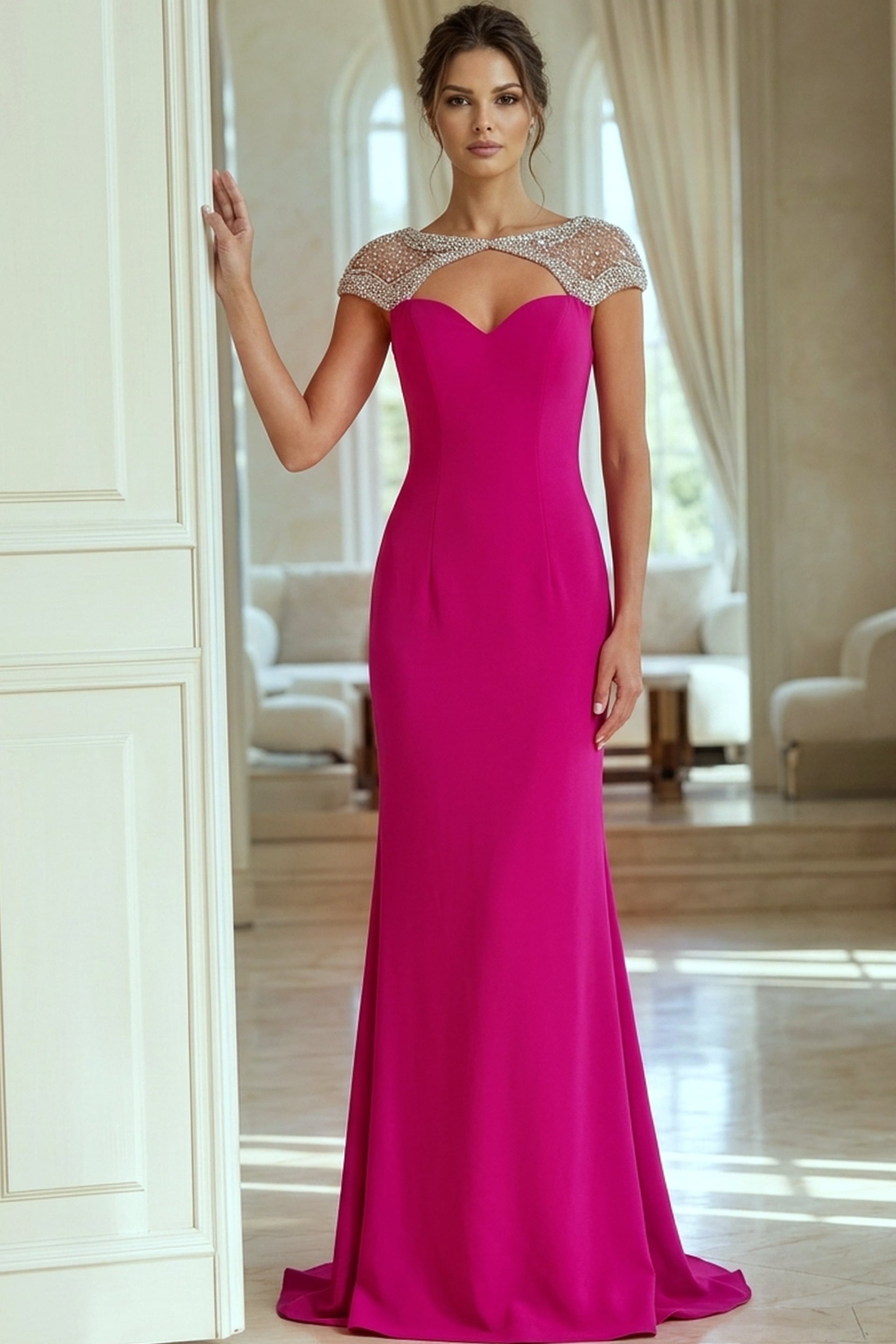 Sweetheart Floor-Length Crepe Evening Sheath Jovani 50549