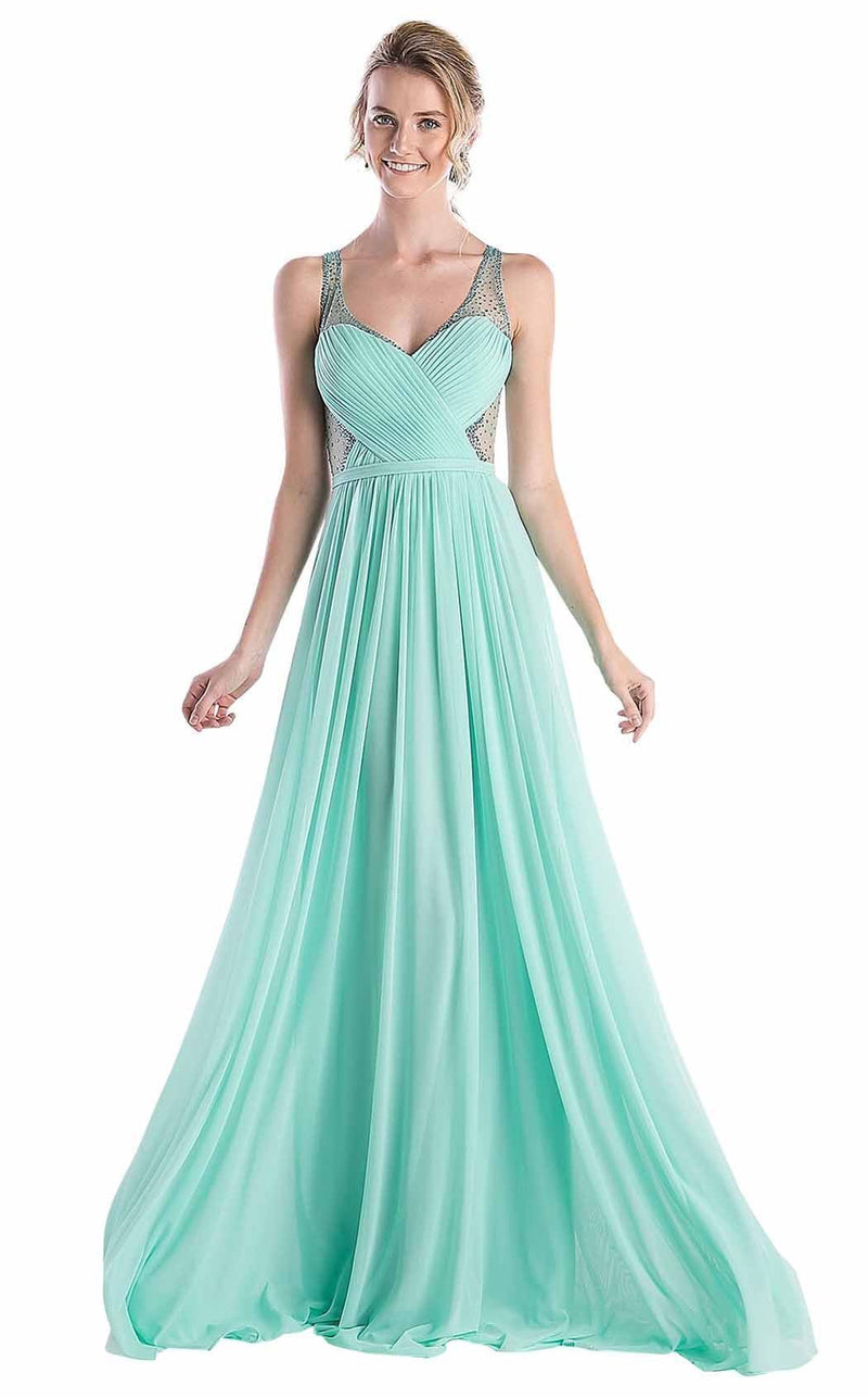 Prom Dresses Long Formal Fitted Beaded Evening Prom Dress Mint