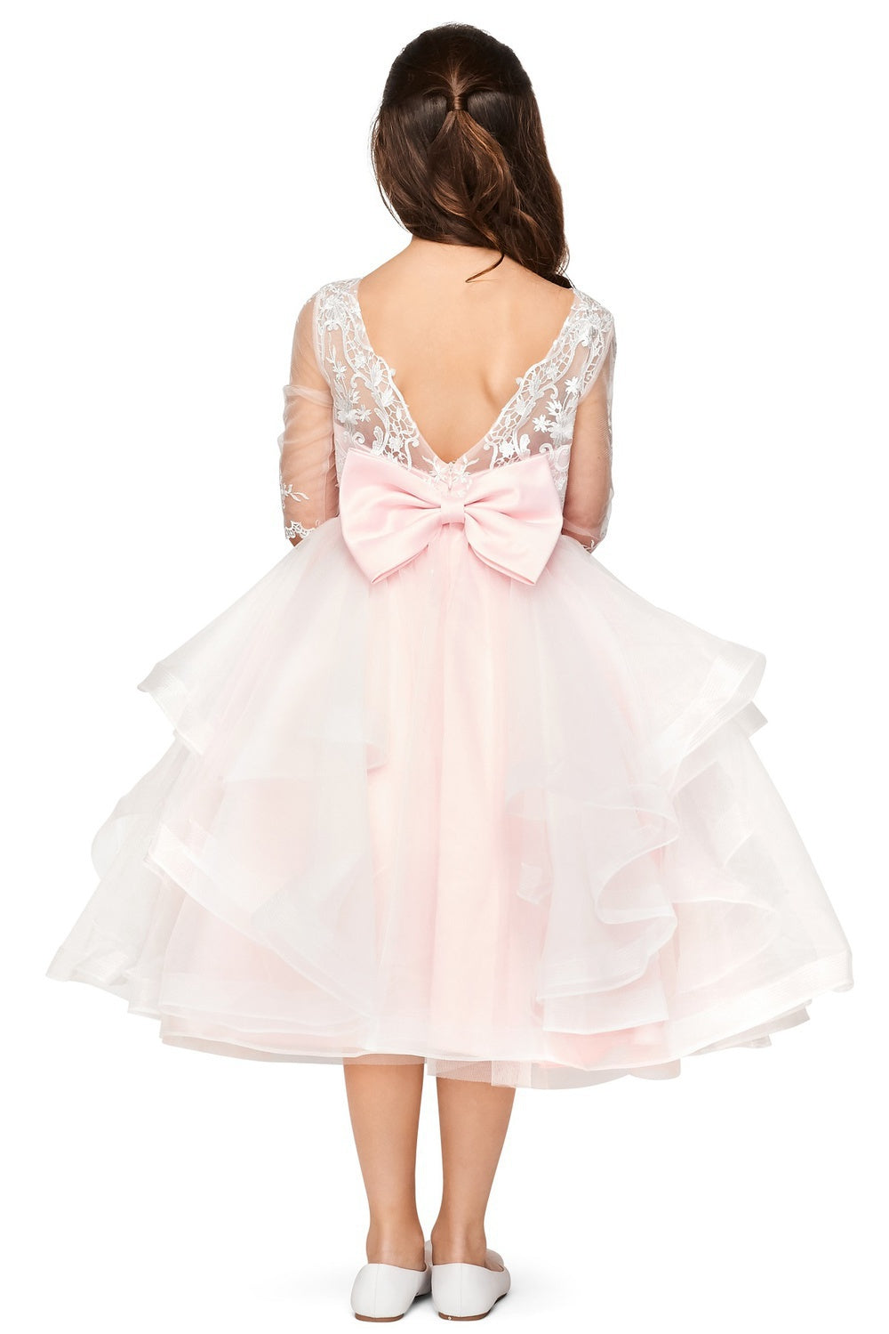 Flower Girl Dresses Beaded A Line Tea Length Flower Girl Dress Pink