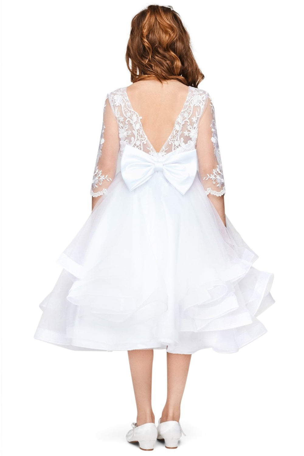 Flower Girl Dresses Beaded A Line Tea Length Flower Girl Dress White