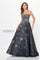 Formal Dresses Long A Line Formal Metallic Lace Applique Evening Gown Black/Pewter