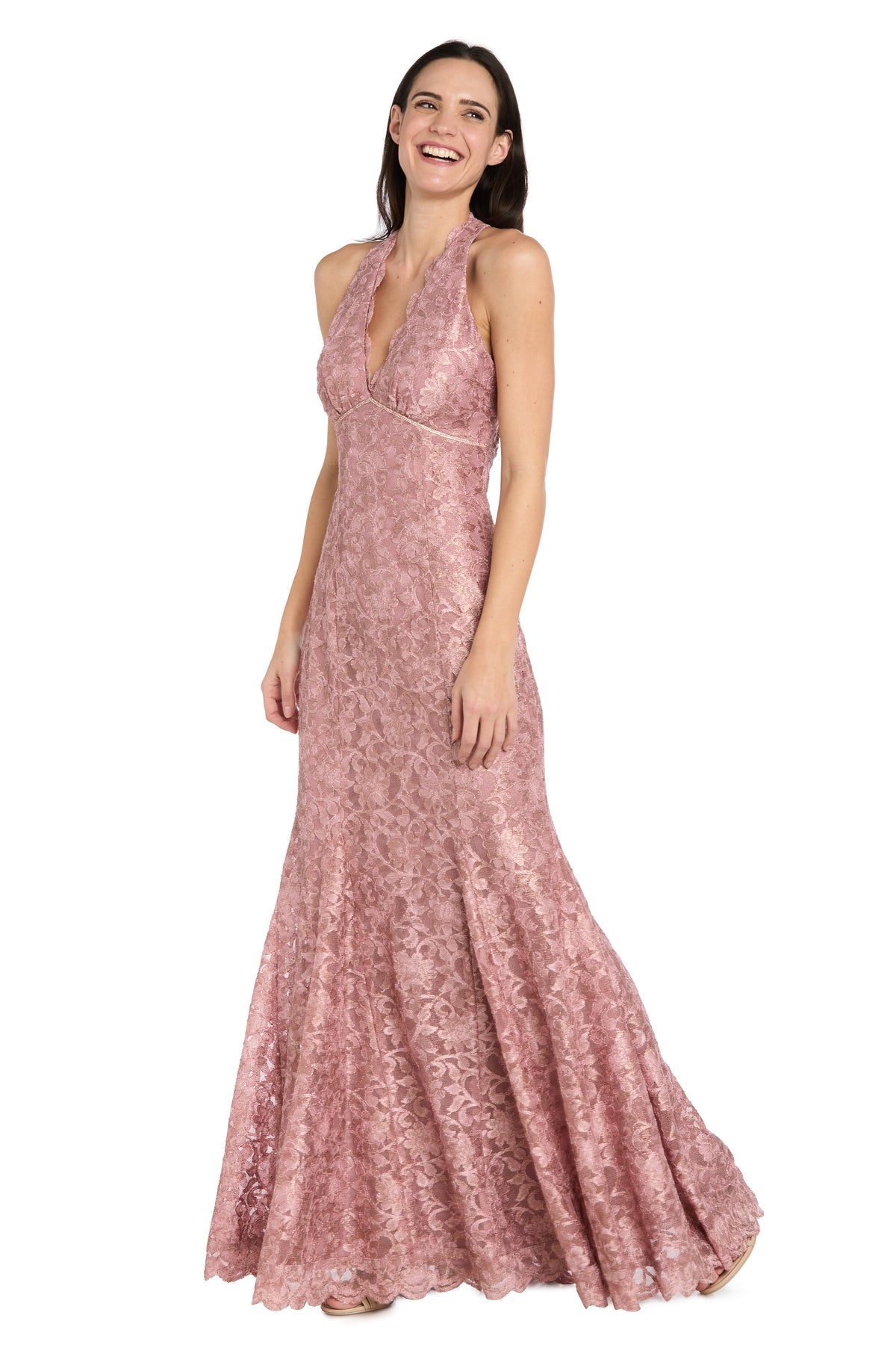 Halter Floor-Length Lace Formal Sheath R&M Richards 5083P