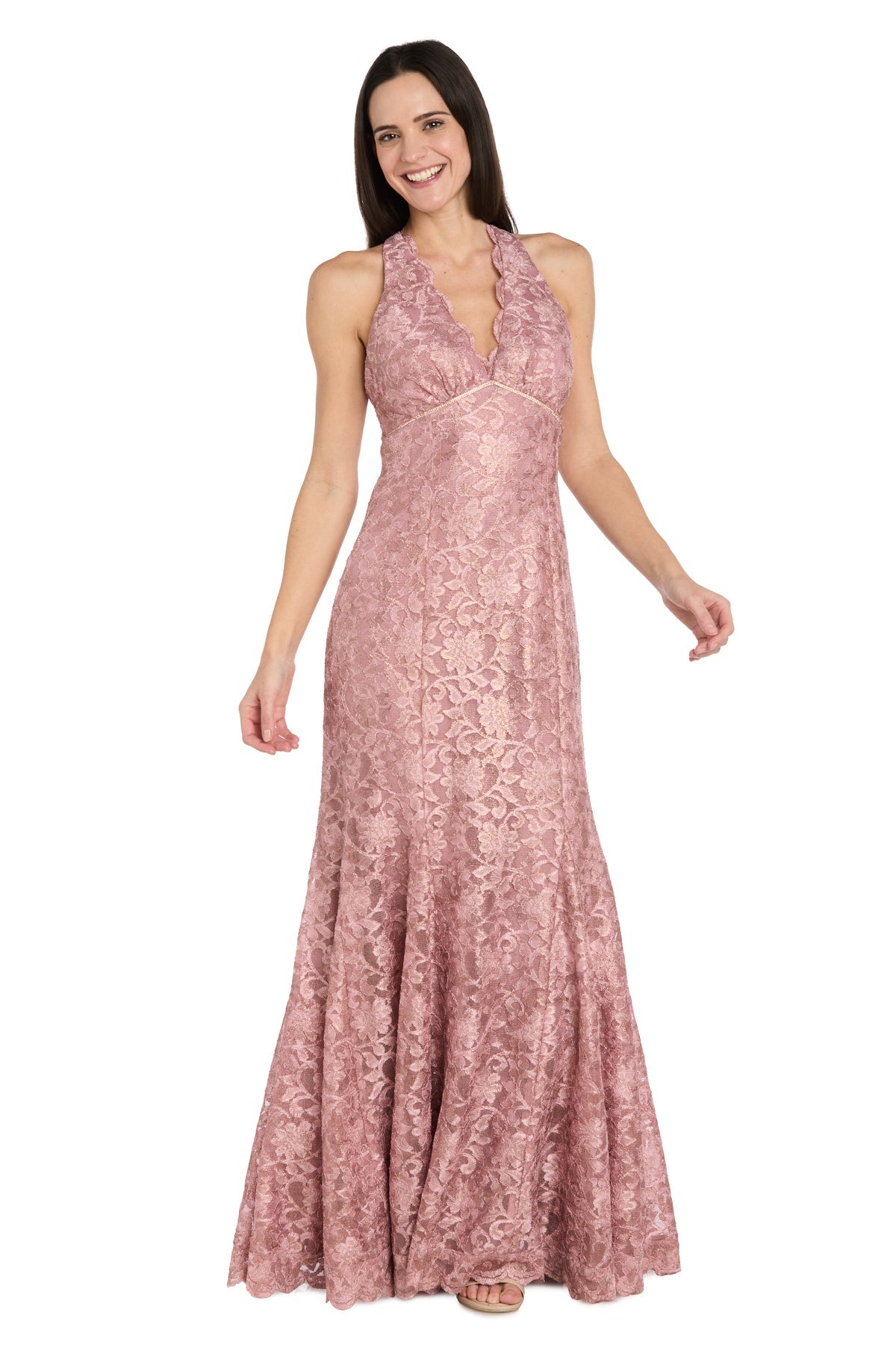 Halter Floor-Length Lace Formal Sheath R&M Richards 5083P