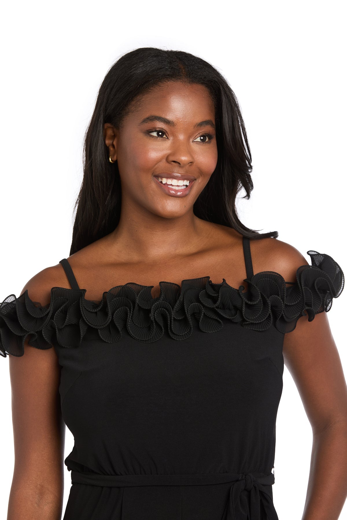 Jumpsuit Long Formal Ruffle Jumpsuit R&M Richards 5094 Black