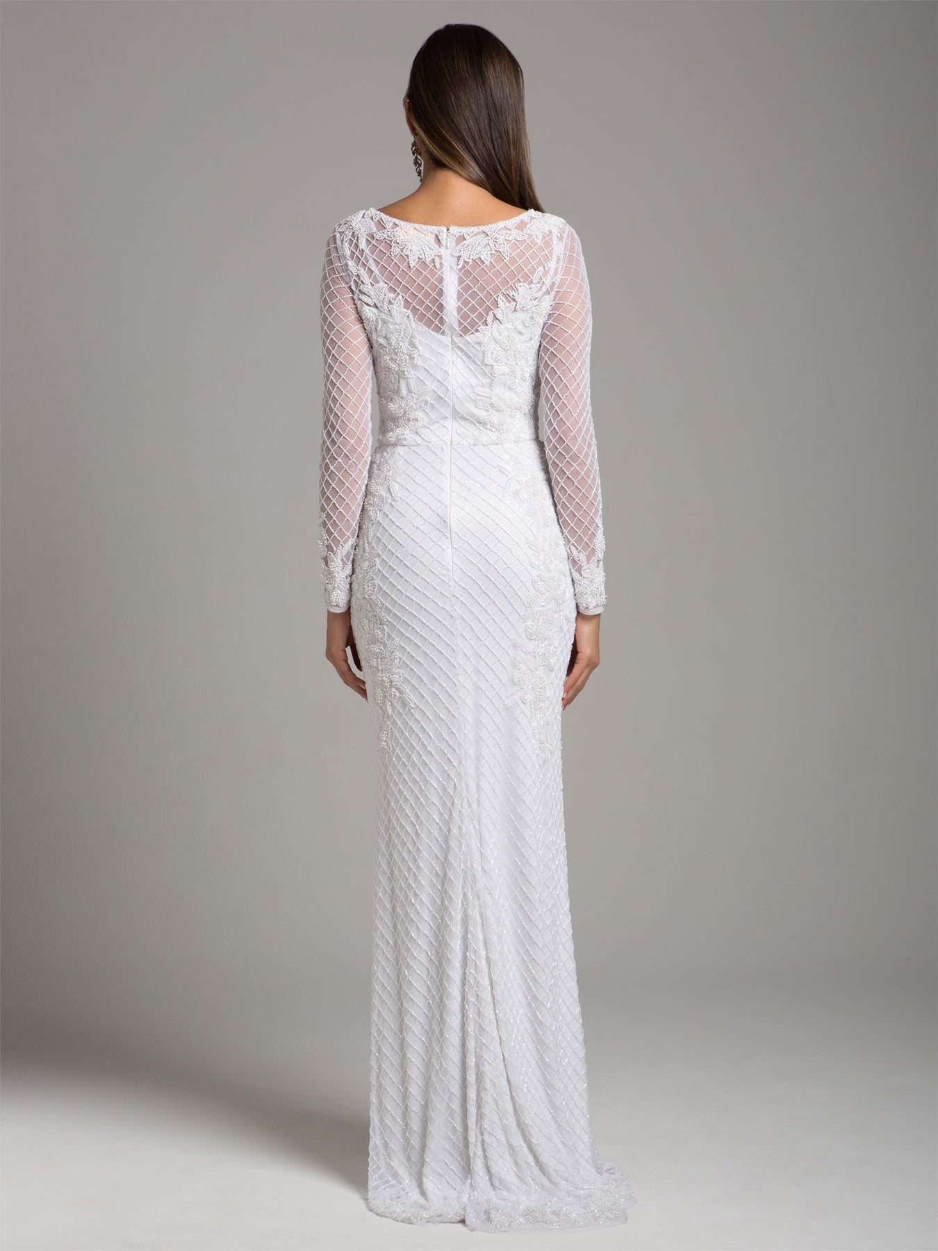 Wedding Dresses Long Sleeve Beaded Bridal Wedding Dress Ivory