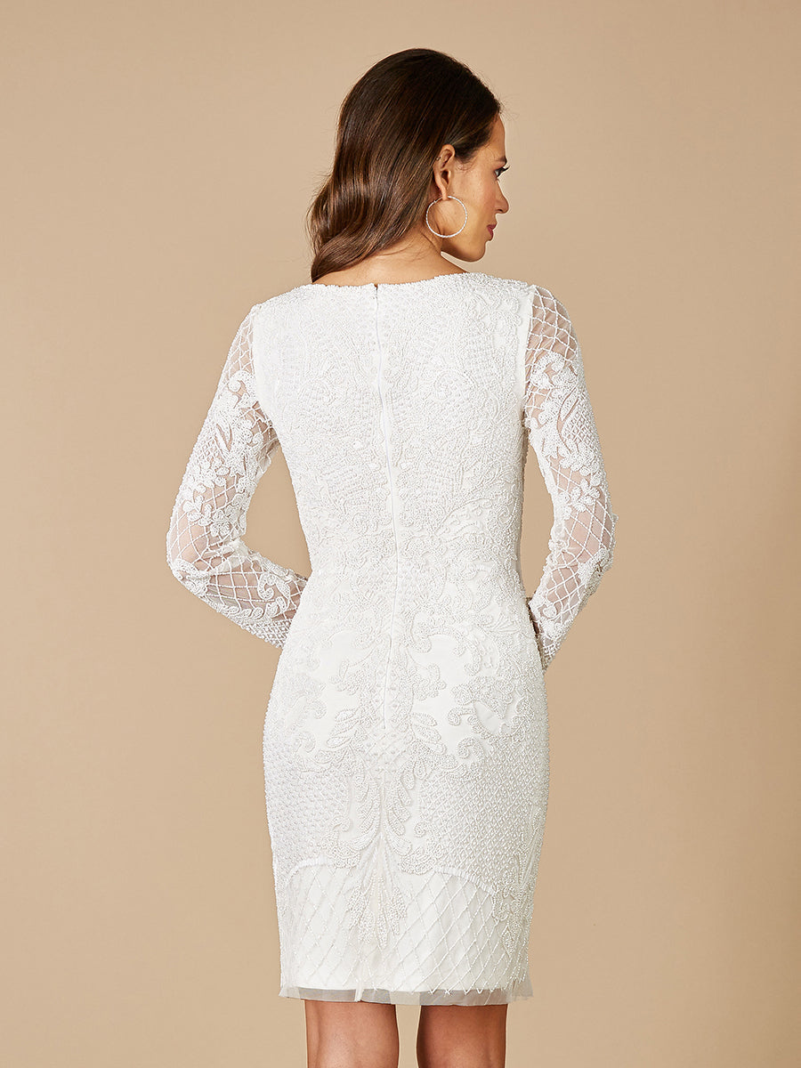 Lara Dresses 51052 Beaded Short Lace Cocktail Mini Dress