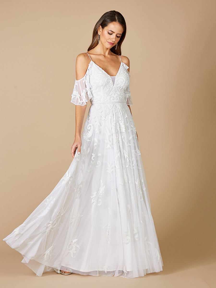 Lara Dresses 51064 Wedding Long Bridal Gown Simple A Line Dress