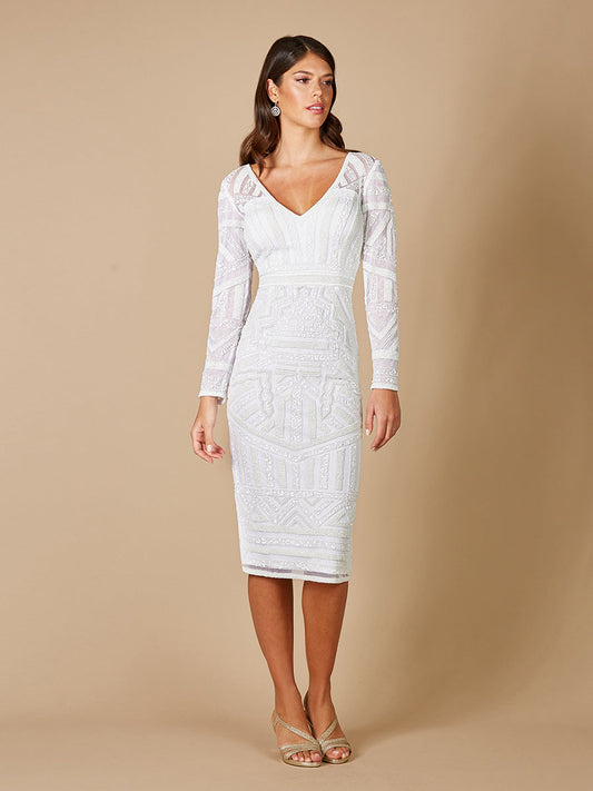 Wedding Dresses Beaded Knee Length Wedding Dress Ivory
