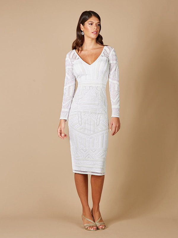 Lara Dresses 51076 Beaded Knee Length Wedding Dress