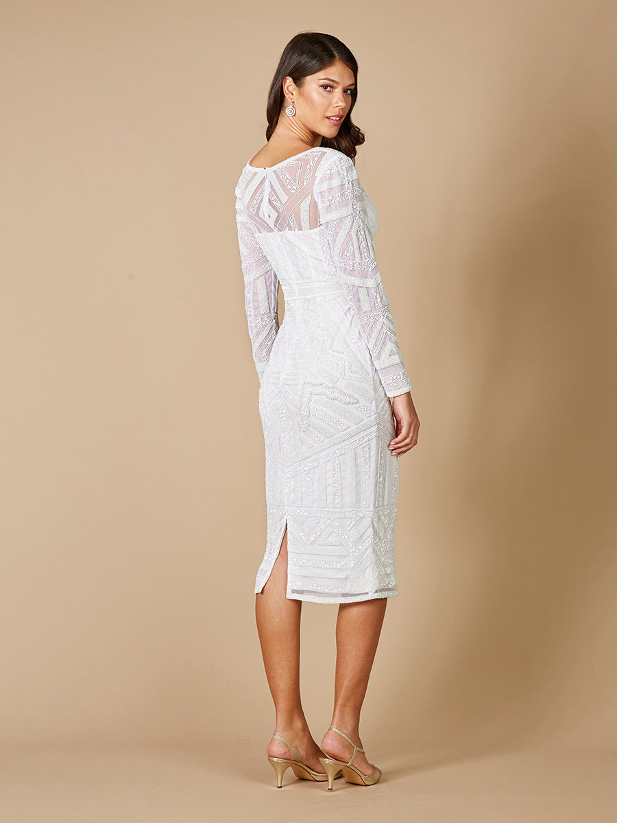 Lara Dresses 51076 Beaded Knee Length Wedding Dress