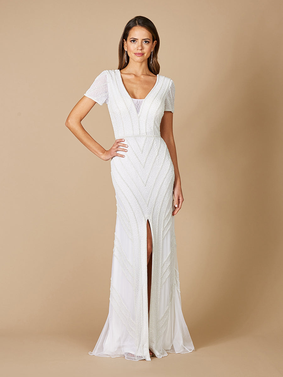 Lara Dresses 51078 Beaded Long Slit Wedding Dress