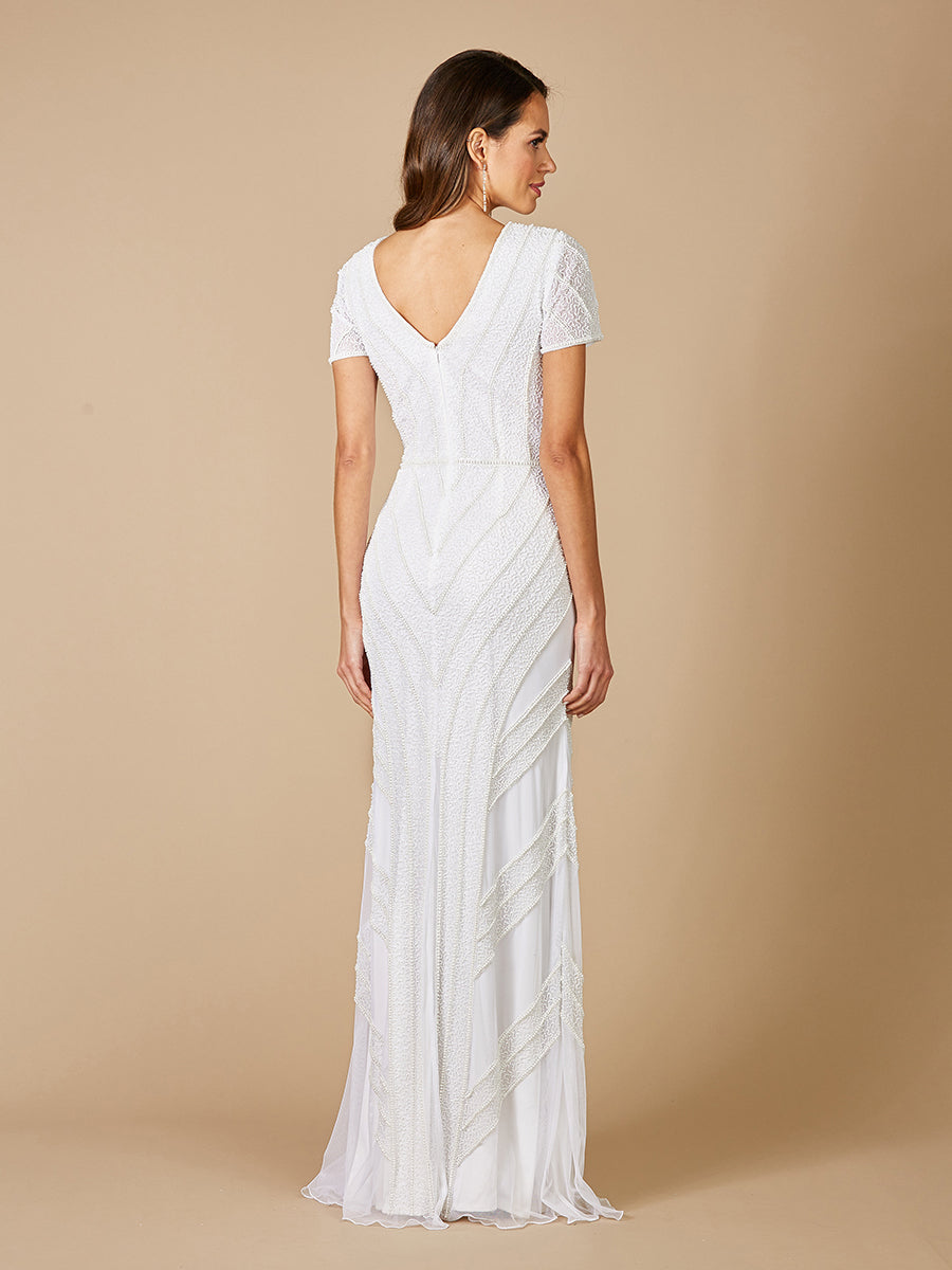 Wedding Dresses Beaded Long Slit Wedding Dress Ivory