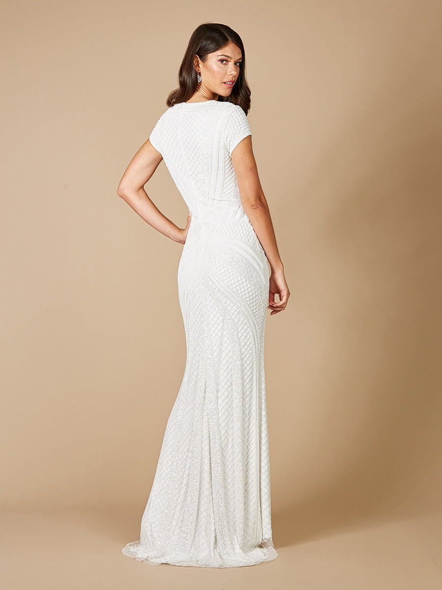 Wedding Dresses Fitted Long Bridal Beaded Wedding Dress Ivory