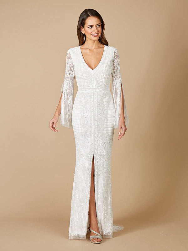 Lara Dresses 51085 Long Slit Wedding Simple Dress