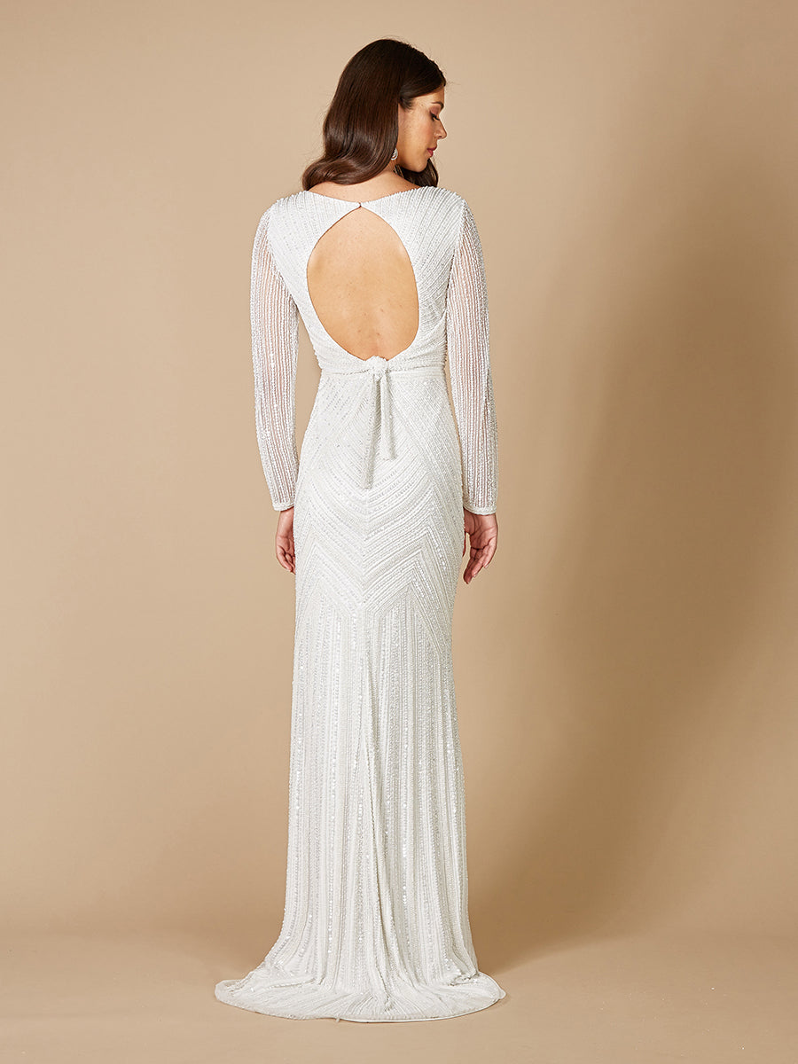 Lara Dresses 51088 Bridal Long Beaded Simple Wedding Dress