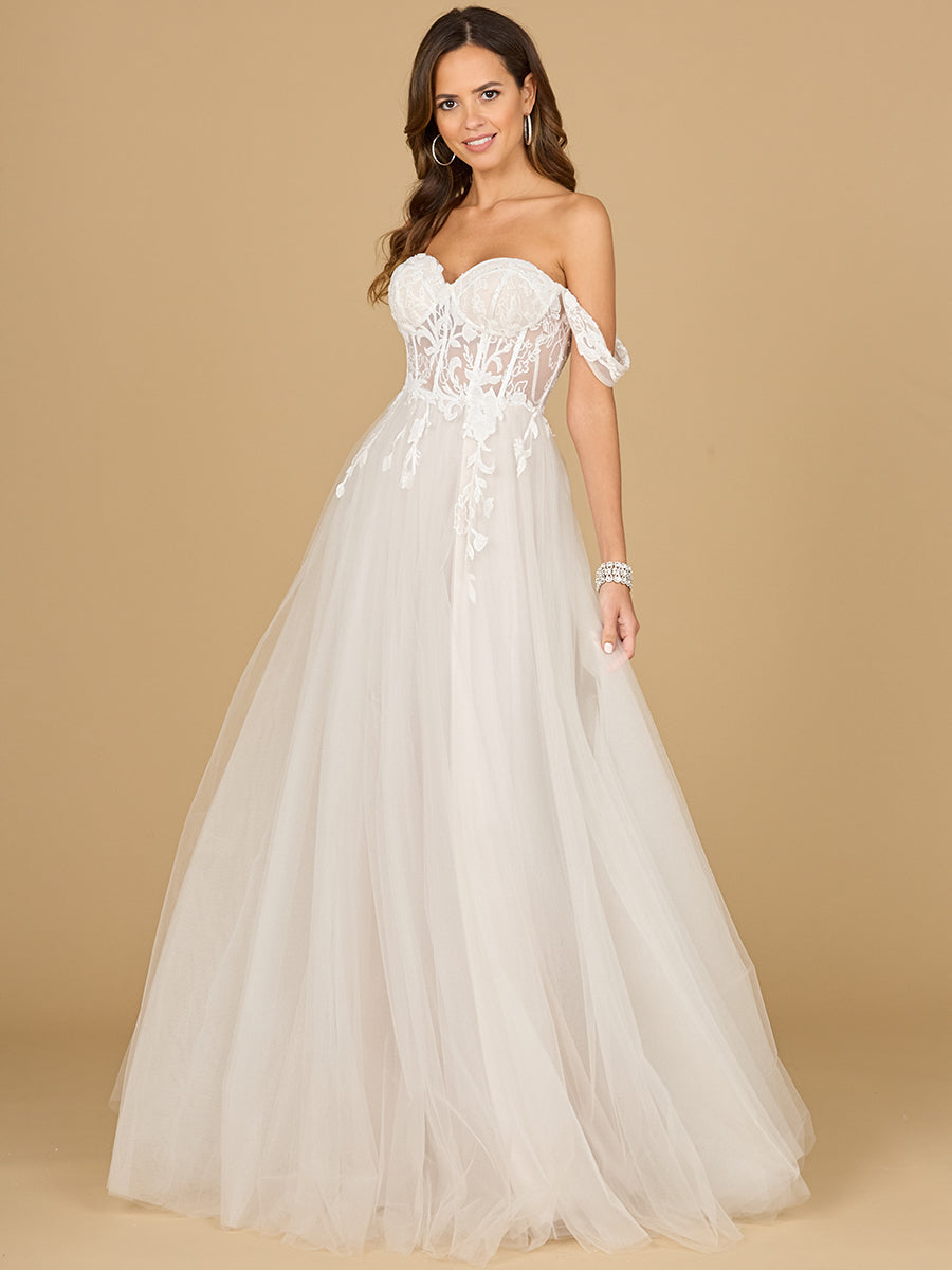 Lara Dresses 51114 Long Bridal Ball Gown Lace Applique Wedding Dress