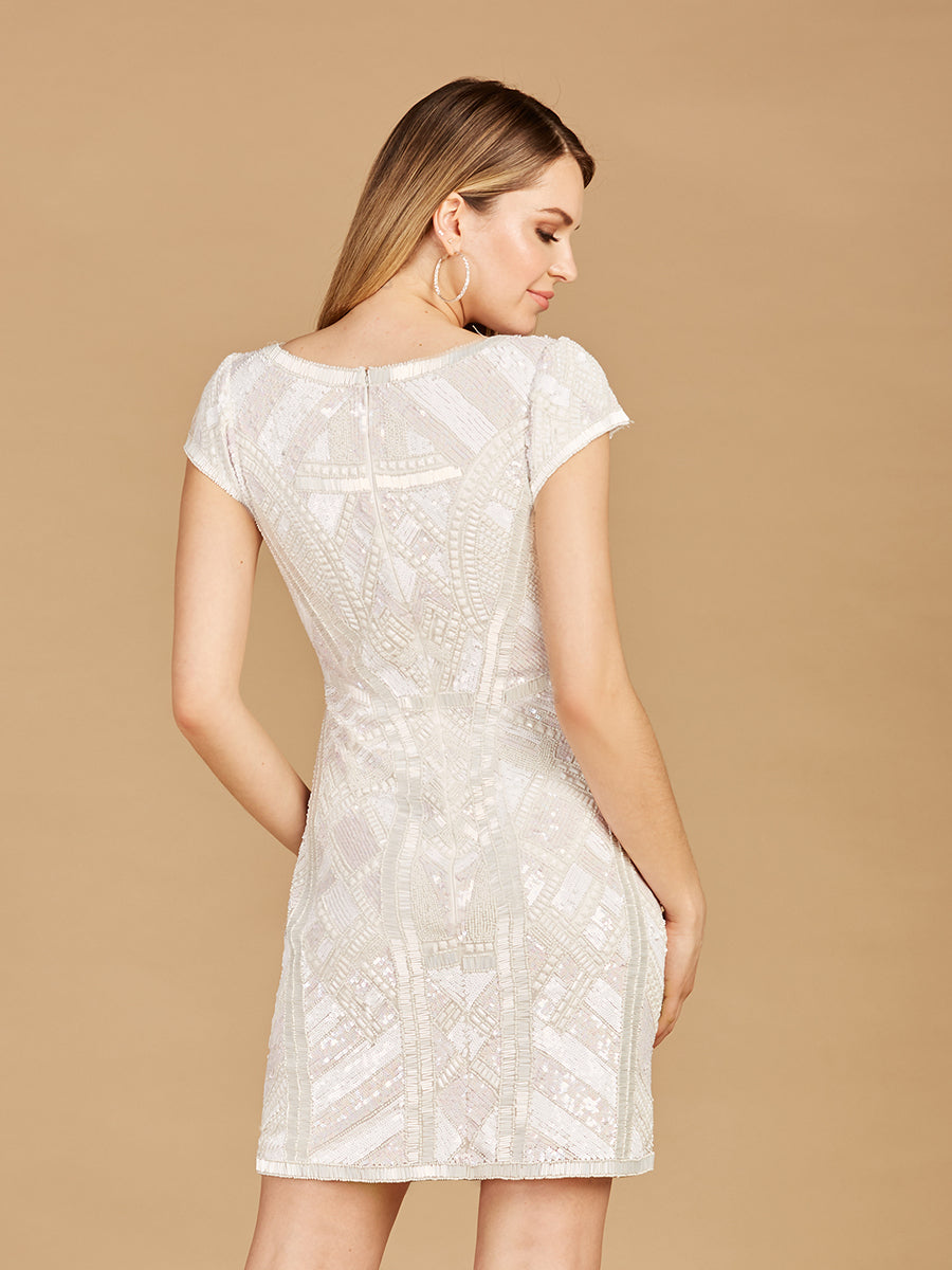 Lara Dresses 51115 Short Beaded Bridal Sequin Wedding Dress