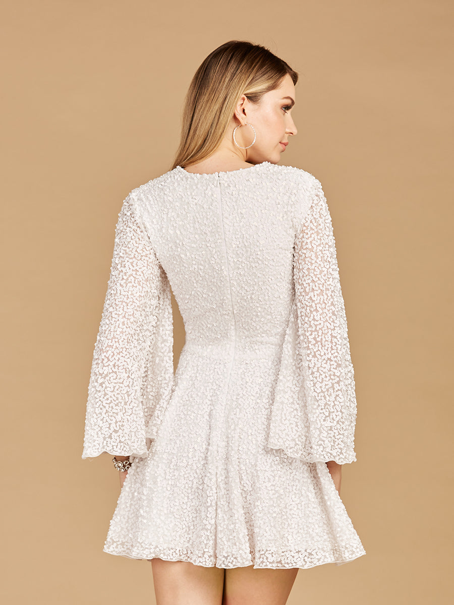 Lara Dresses 51121 Beaded Sequin Short Wedding Dress
