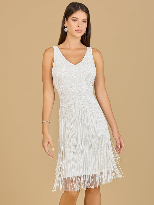 Lara Dresses 51134 Short Beaded Fringe Cocktail Dress