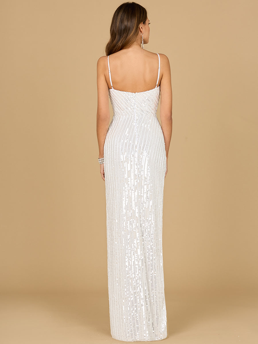 Wedding Dresses Long Bridal Sequin Slit Wedding Dress Ivory