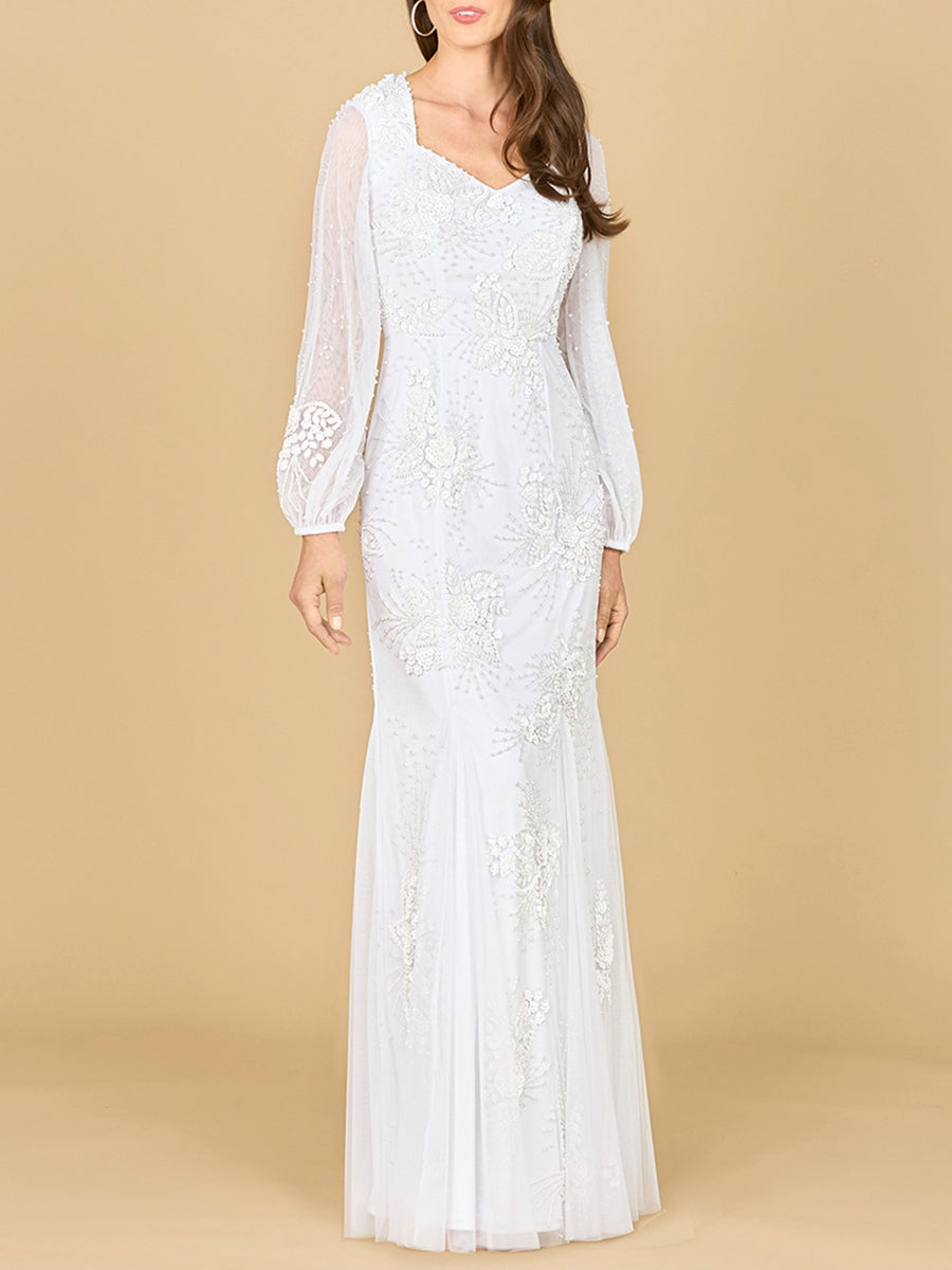 Lara Dresses 51178 Beaded Bridal Gown Long Mermaid Wedding Dress