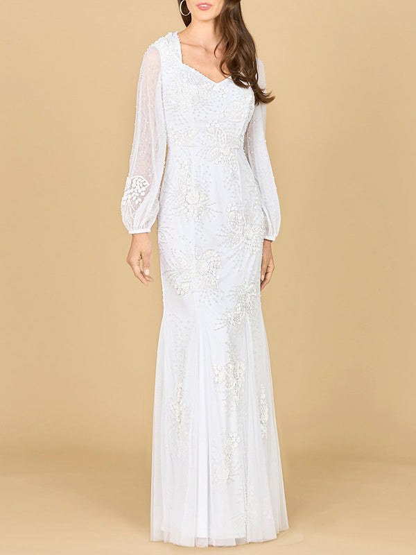 Lara Dresses 51178 Beaded Bridal Gown Long Mermaid Wedding Dress