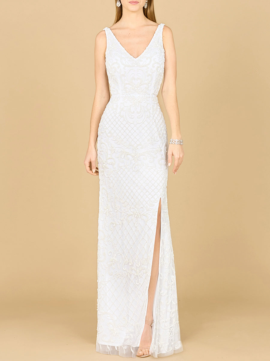 Lara Dresses 51180 Long Bridal Gown Floral Pattern Wedding Dress