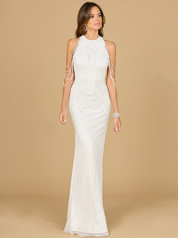 Lara Dresses 51185 Long Bridal Gown Beaded Fringe Wedding Dress