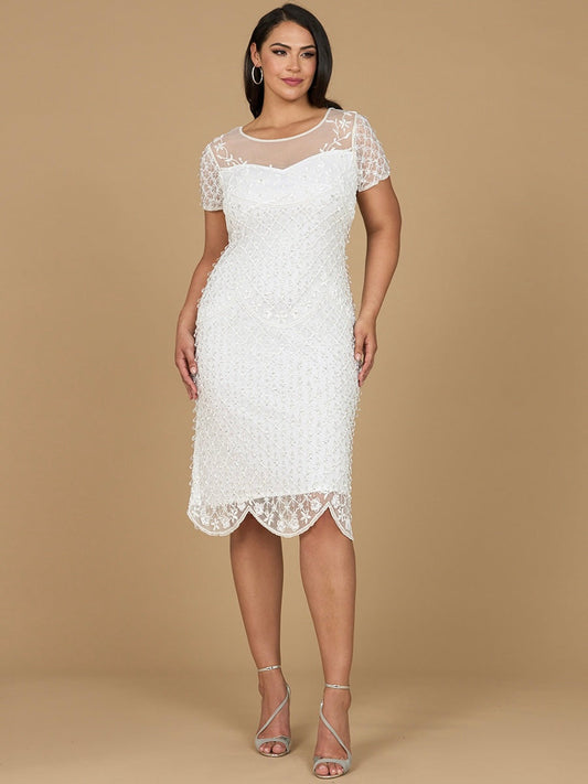 Cocktail Dresses Beaded Short Cocktail Knee Length Dress Ivory