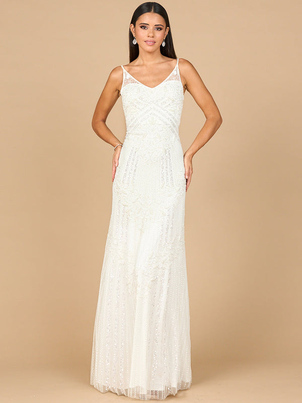 Lara Dresses 51191 Long Bridal Gown Beaded Wedding Dress