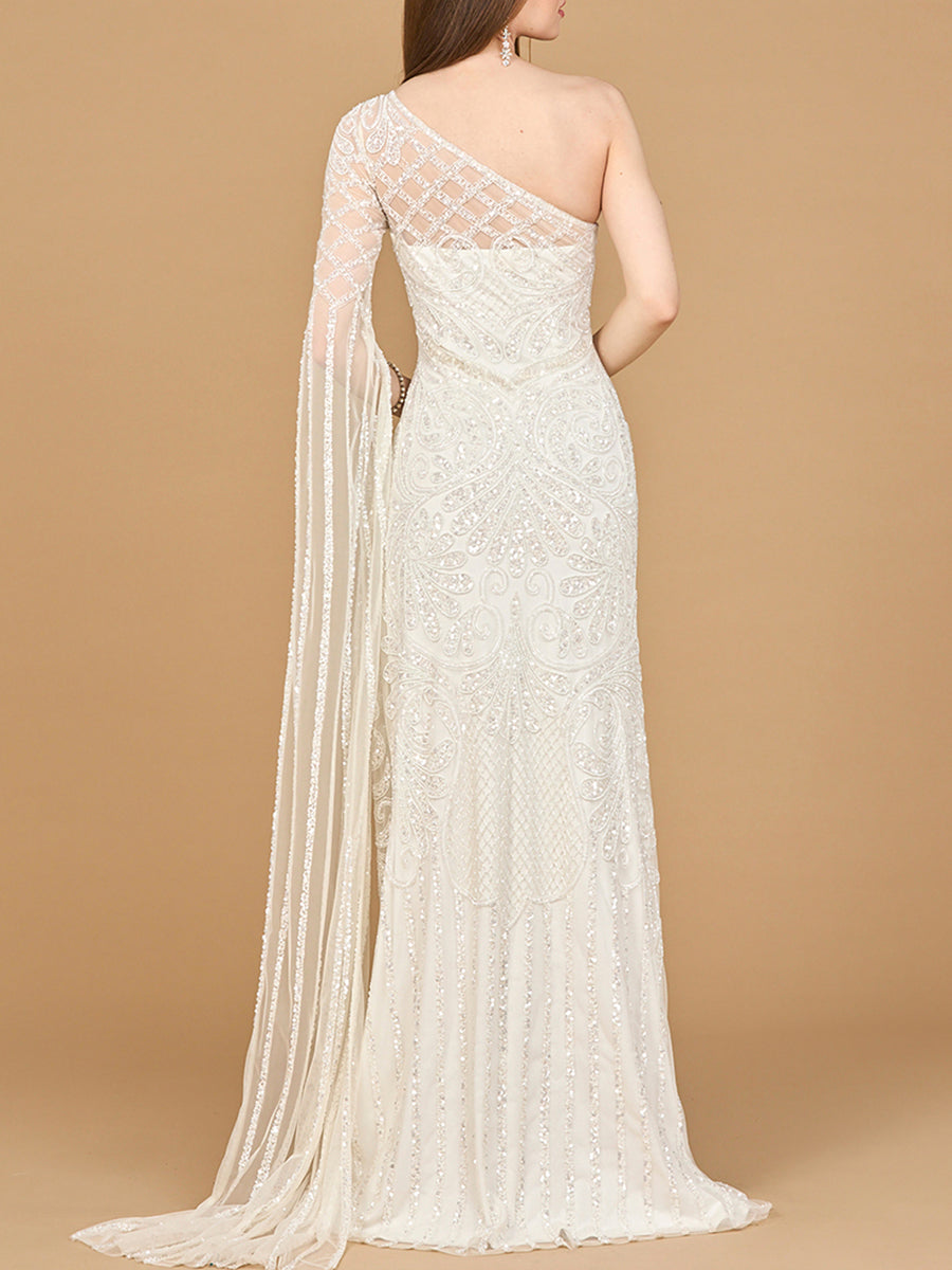 Wedding Dresses Beaded Fitted Long Wedding Dress Ivory