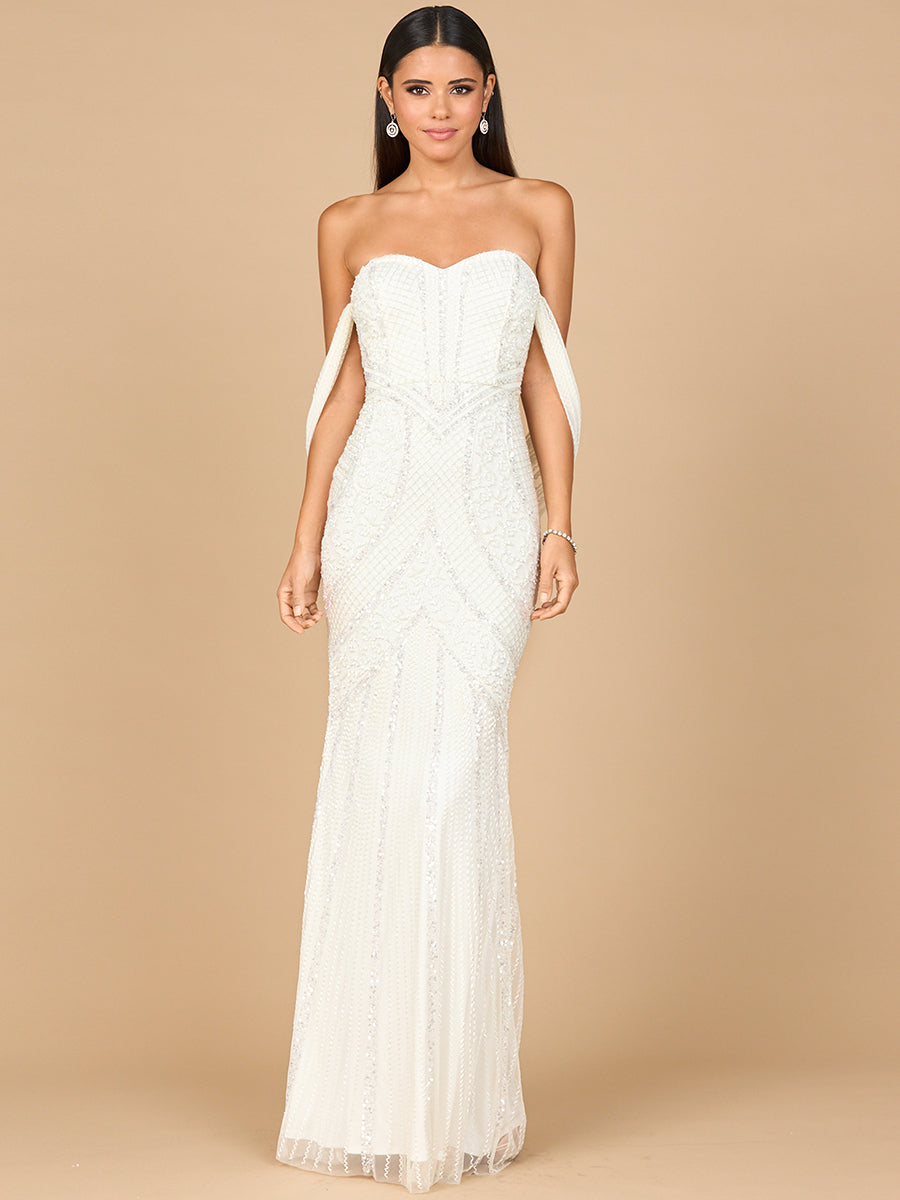 Lara Dresses 51198 Long Beaded Wedding Simple Dress