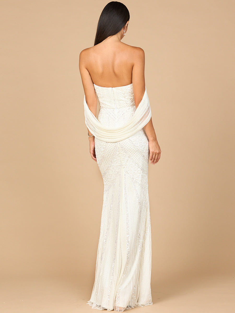 Lara Dresses 51198 Long Beaded Wedding Simple Dress