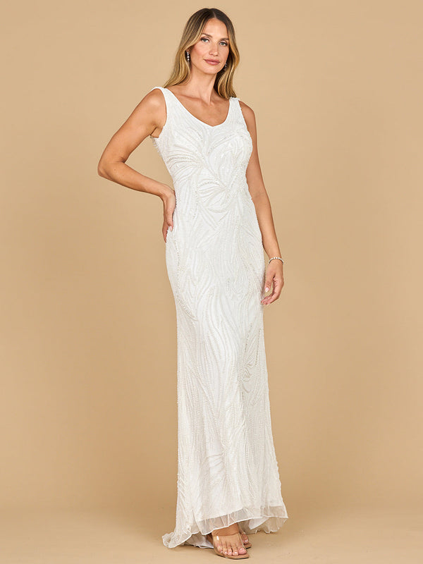 Lara Dresses 51200 Beaded Long Formal Fitted Wedding Dress