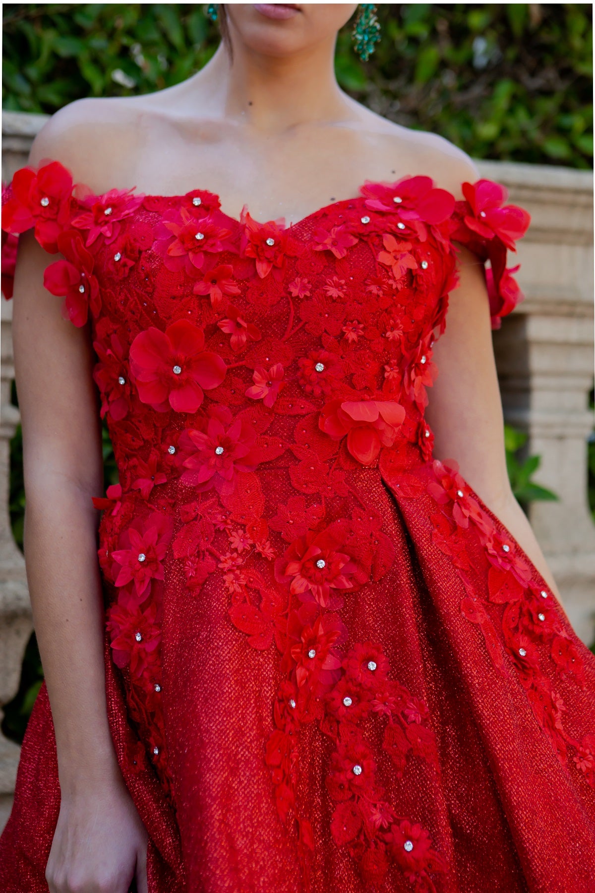 Cocktail Dresses 3D Floral Short Glitter Corset Mini Cocktail Dress Cinderella Couture 5120J Red
