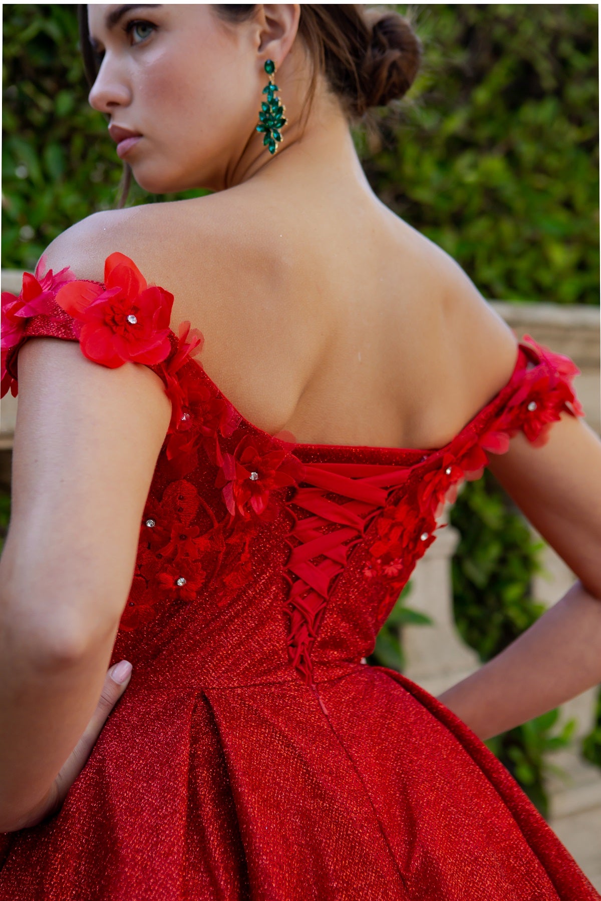 Cocktail Dresses 3D Floral Short Glitter Corset Mini Cocktail Dress Cinderella Couture 5120J Red