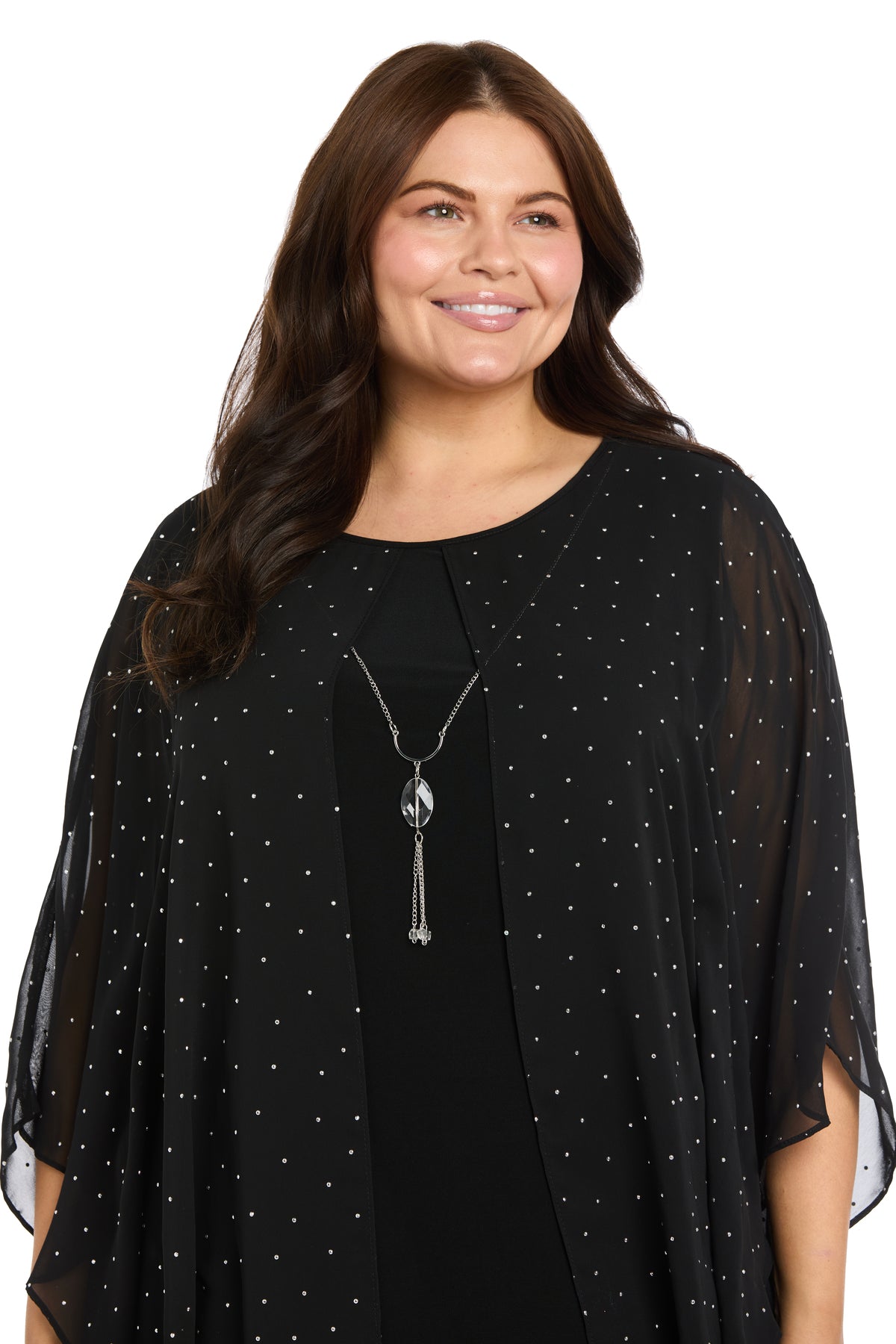 Scoop Knee-Length Chiffon Cocktail Dress by R&M Richards 5120W in Black