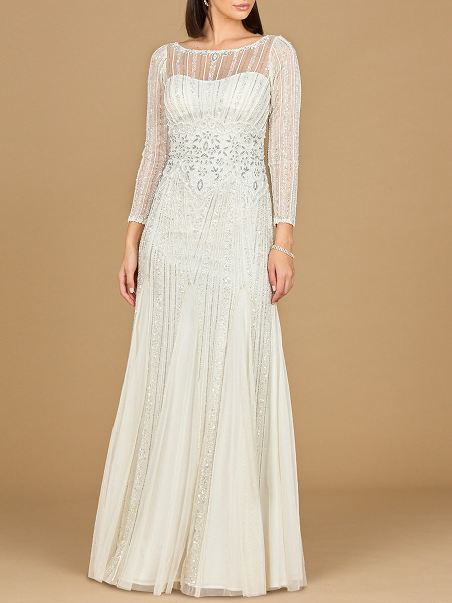 Wedding Dresses Long Sleeve Formal Beaded Wedding Dress Lara Dresses 51210 Ivory