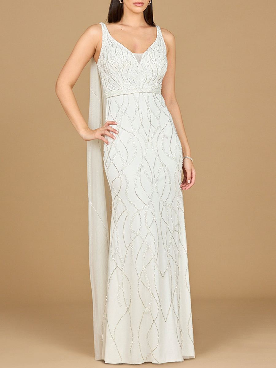 Wedding Dresses Long Beaded Bridal Wedding Dress Ivory