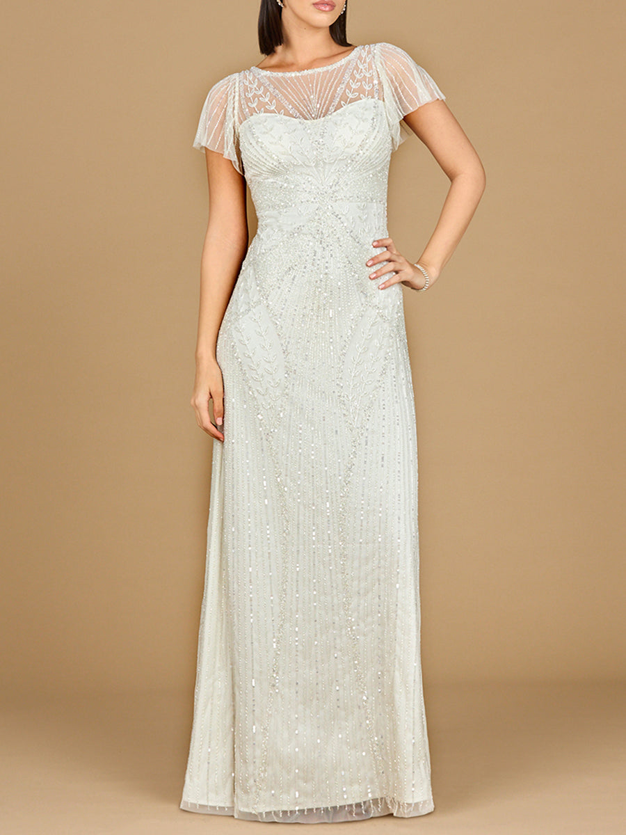 Illusion Floor-Length Lace Formal Sheath Lara 51219