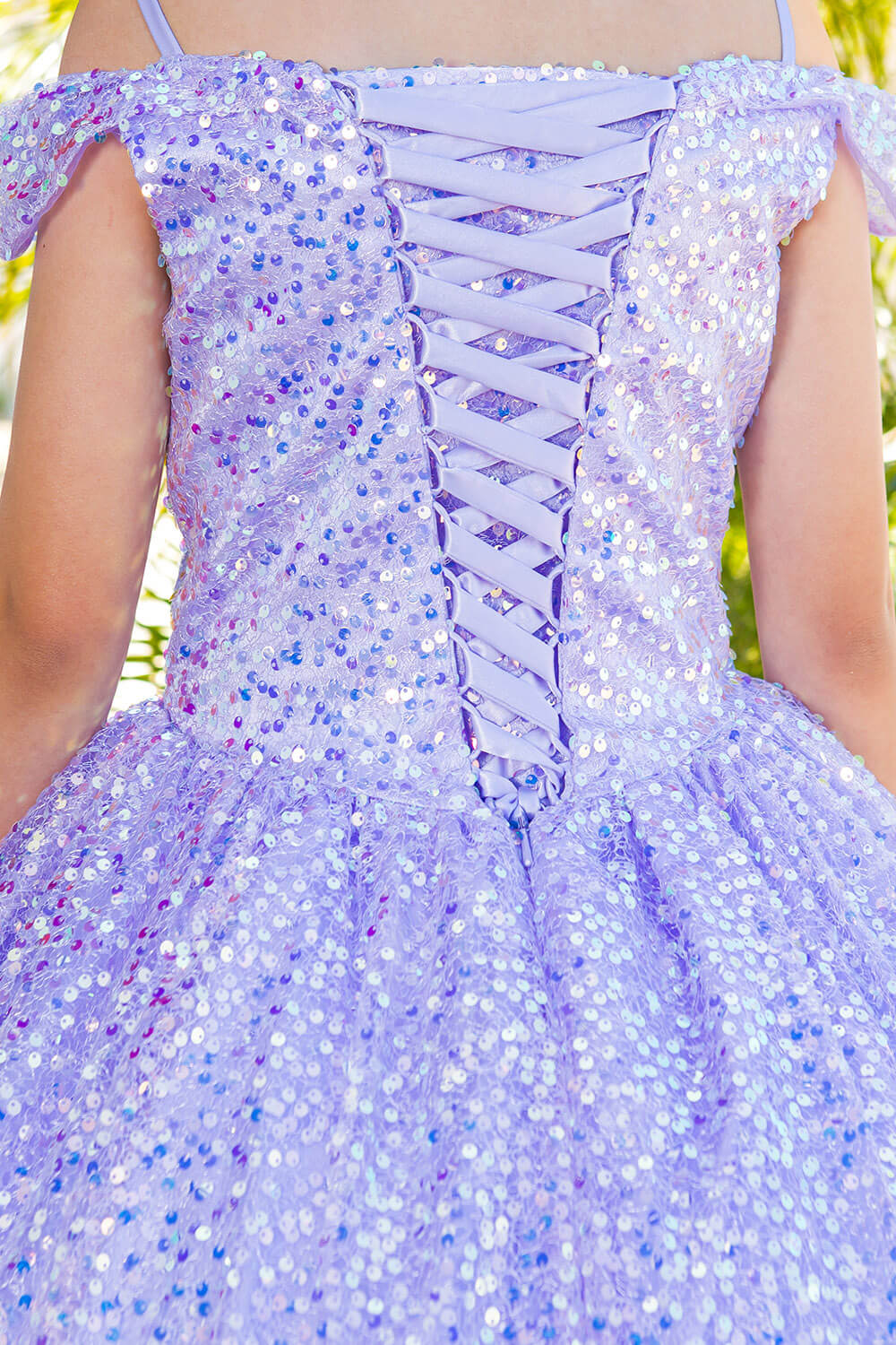 Lilac Sweetheart Floor Length Glitter Tulle Quince Ball Gown Cinderella Couture 5123
