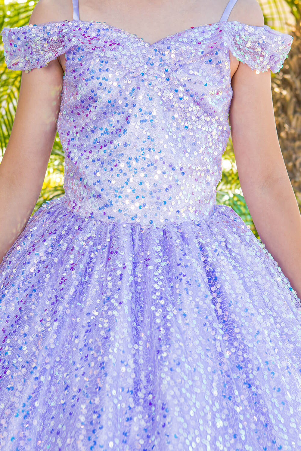 Lilac Sweetheart Floor Length Glitter Tulle Quince Ball Gown Cinderella Couture 5123