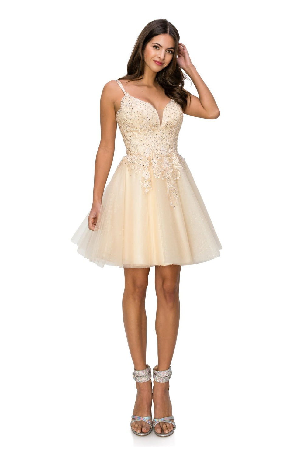 Cocktail Dresses Mini Corset Short A Line Cocktail Dress Cinderella Couture 5125J Champagne