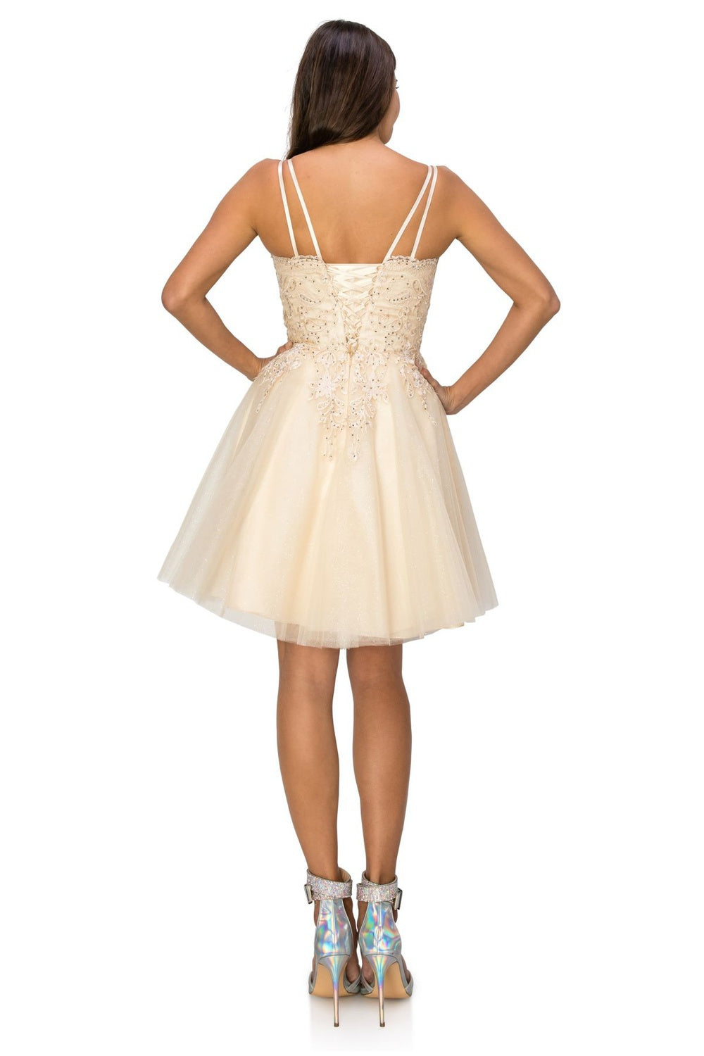 Cocktail Dresses Mini Corset Short A Line Cocktail Dress Cinderella Couture 5125J Champagne