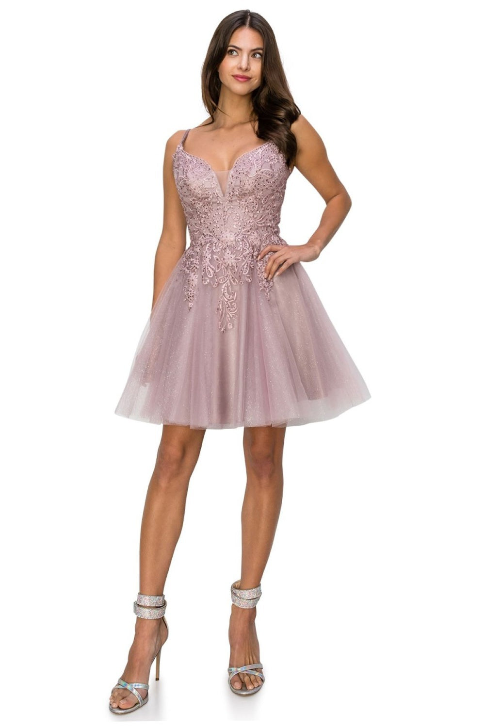 Cocktail Dresses Mini Corset Short A Line Cocktail Dress Cinderella Couture 5125J Mauve