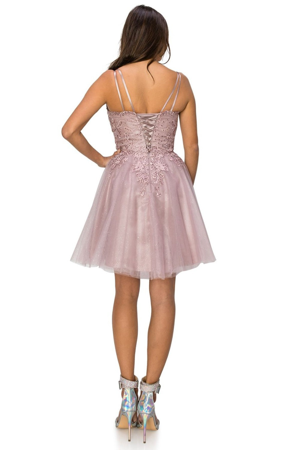 Cocktail Dresses Mini Corset Short A Line Cocktail Dress Cinderella Couture 5125J Mauve